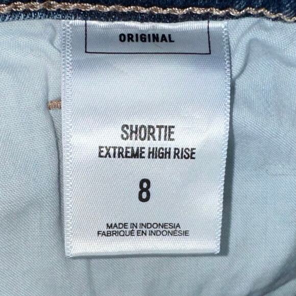 Express Shortie Extreme High Rise Embellished Star Denim Cutoff Shorts Size 8 - Picture 4 of 12